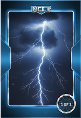 Lightning collector card frame with a storm and lightning bolt